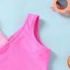 imageYOUNGER TREE Toddler Girl One Piece Swimsuit Color Block Stripe Swimwear Summer Beach Bathing Suit 12M5THot Pink Color Block