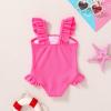imageYOUNGER TREE Toddler Girl One Piece Swimsuit Color Block Stripe Swimwear Summer Beach Bathing Suit 12M5THot Pink Ruffles