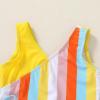 imageYOUNGER TREE Toddler Girl One Piece Swimsuit Color Block Stripe Swimwear Summer Beach Bathing Suit 12M5TMulticolored Stripes