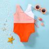 imageYOUNGER TREE Toddler Girl One Piece Swimsuit Color Block Stripe Swimwear Summer Beach Bathing Suit 12M5TOrange White