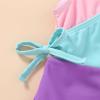imageYOUNGER TREE Toddler Girl One Piece Swimsuit Color Block Stripe Swimwear Summer Beach Bathing Suit 12M5TPink Blue Purple