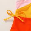 imageYOUNGER TREE Toddler Girl One Piece Swimsuit Color Block Stripe Swimwear Summer Beach Bathing Suit 12M5TPink Yellow Orange Color Block