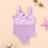 imageYOUNGER TREE Toddler Girl One Piece Swimsuit Color Block Stripe Swimwear Summer Beach Bathing Suit 12M5TPurple Flowersbowknot