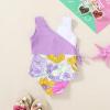 imageYOUNGER TREE Toddler Girl One Piece Swimsuit Color Block Stripe Swimwear Summer Beach Bathing Suit 12M5TPurple and Yellow Flowers