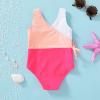imageYOUNGER TREE Toddler Girl One Piece Swimsuit Color Block Stripe Swimwear Summer Beach Bathing Suit 12M5TRed Pink