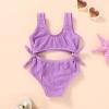 imageYOUNGER TREE Toddler Girl One Piece Swimsuit Color Block Stripe Swimwear Summer Beach Bathing Suit 12M5TWrinkle Fabric  Purple