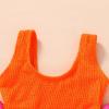 imageYOUNGER TREE Toddler Girl One Piece Swimsuit Color Block Stripe Swimwear Summer Beach Bathing Suit 12M5TWrinkle Fabric Orange Pink Color Block