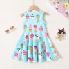 imageYOUNGER TREE Toddler Girls Donut Dress Doughnut Print OnePiece Skirt Sleeveless Princess Floral DressBlueice Cream