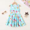 imageYOUNGER TREE Toddler Girls Donut Dress Doughnut Print OnePiece Skirt Sleeveless Princess Floral DressBlueice Cream