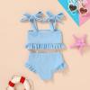 imageYOUNGER TREE Toddler Girls Two Pieces Swimsuit Color Block Stripe Swimwear Summer Beach Bathing Suit 18M5TBlue2