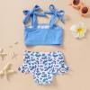 imageYOUNGER TREE Toddler Girls Two Pieces Swimsuit Color Block Stripe Swimwear Summer Beach Bathing Suit 18M5TBlueflower