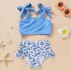 imageYOUNGER TREE Toddler Girls Two Pieces Swimsuit Color Block Stripe Swimwear Summer Beach Bathing Suit 18M5TBlueflower