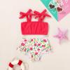 imageYOUNGER TREE Toddler Girls Two Pieces Swimsuit Color Block Stripe Swimwear Summer Beach Bathing Suit 18M5TRedflower2