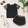 imageYOUNGER TREE Toddler Infant Baby Girls Summer Outfits Leopard Print Short Sleeve Pocket TShirt Tops Pants Clothes SetsBlack