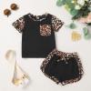 imageYOUNGER TREE Toddler Infant Baby Girls Summer Outfits Leopard Print Short Sleeve Pocket TShirt Tops Pants Clothes SetsBlack