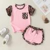 imageYOUNGER TREE Toddler Infant Baby Girls Summer Outfits Leopard Print Short Sleeve Pocket TShirt Tops Pants Clothes SetsPink