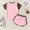 imageYOUNGER TREE Toddler Infant Baby Girls Summer Outfits Leopard Print Short Sleeve Pocket TShirt Tops Pants Clothes SetsPink