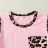 imageYOUNGER TREE Toddler Infant Baby Girls Summer Outfits Leopard Print Short Sleeve Pocket TShirt Tops Pants Clothes SetsPink