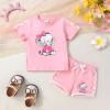 imageYOUNGER TREE Toddler Infant Baby Girls Summer Outfits Leopard Print Short Sleeve Pocket TShirt Tops Pants Clothes SetsPink Elephant