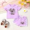 imageYOUNGER TREE Toddler Infant Baby Girls Summer Outfits Leopard Print Short Sleeve Pocket TShirt Tops Pants Clothes SetsPurple Koala