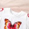 imageYOUNGER TREE Toddler Infant Baby Girls Summer Outfits Leopard Print Short Sleeve Pocket TShirt Tops Pants Clothes SetsRed Butterfly
