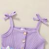 imageYOUNGER TREE Toddler Kids Baby Girls Clothes Rompers Flutter Sleeve Button Shorts with Belt Summer Casual JumpsuitPurple