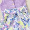 imageYOUNGER TREE Toddler Kids Baby Girls Clothes Rompers Flutter Sleeve Button Shorts with Belt Summer Casual JumpsuitPurple