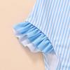 imageYOUNGER TREE Toddler Swimsuit Girl Color Block Stripe OnePiece Swimwear Baby Girl Bathing SuitsBluestripe