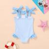 imageYOUNGER TREE Toddler Swimsuit Girl Color Block Stripe OnePiece Swimwear Baby Girl Bathing SuitsBluestripe