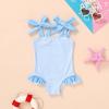 imageYOUNGER TREE Toddler Swimsuit Girl Color Block Stripe OnePiece Swimwear Baby Girl Bathing SuitsBluestripe