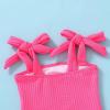 imageYOUNGER TREE Toddler Swimsuit Girl Color Block Stripe OnePiece Swimwear Baby Girl Bathing SuitsBright Pink Wrinkle Fabric