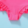 imageYOUNGER TREE Toddler Swimsuit Girl Color Block Stripe OnePiece Swimwear Baby Girl Bathing SuitsBright Pink Wrinkle Fabric
