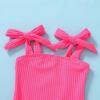 imageYOUNGER TREE Toddler Swimsuit Girl Color Block Stripe OnePiece Swimwear Baby Girl Bathing SuitsBright Pink Wrinkle Fabric
