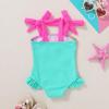 imageYOUNGER TREE Toddler Swimsuit Girl Color Block Stripe OnePiece Swimwear Baby Girl Bathing SuitsColor Blockpink Orange Green