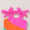 imageYOUNGER TREE Toddler Swimsuit Girl Color Block Stripe OnePiece Swimwear Baby Girl Bathing SuitsColor Blockpink Orange Green