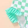imageYOUNGER TREE Toddler Swimsuit Girl Color Block Stripe OnePiece Swimwear Baby Girl Bathing SuitsGreen Checkerboard