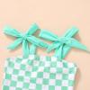 imageYOUNGER TREE Toddler Swimsuit Girl Color Block Stripe OnePiece Swimwear Baby Girl Bathing SuitsGreen Checkerboard