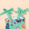 imageYOUNGER TREE Toddler Swimsuit Girl Color Block Stripe OnePiece Swimwear Baby Girl Bathing SuitsGreenbutterfly