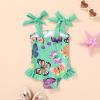 imageYOUNGER TREE Toddler Swimsuit Girl Color Block Stripe OnePiece Swimwear Baby Girl Bathing SuitsGreenbutterfly