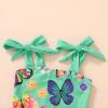 imageYOUNGER TREE Toddler Swimsuit Girl Color Block Stripe OnePiece Swimwear Baby Girl Bathing SuitsGreenbutterfly