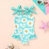 imageYOUNGER TREE Toddler Swimsuit Girl Color Block Stripe OnePiece Swimwear Baby Girl Bathing SuitsGreendaisy