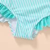 imageYOUNGER TREE Toddler Swimsuit Girl Color Block Stripe OnePiece Swimwear Baby Girl Bathing SuitsGreenstripe