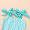 imageYOUNGER TREE Toddler Swimsuit Girl Color Block Stripe OnePiece Swimwear Baby Girl Bathing SuitsGreenstripe