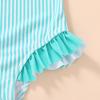 imageYOUNGER TREE Toddler Swimsuit Girl Color Block Stripe OnePiece Swimwear Baby Girl Bathing SuitsGreenstripe