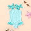 imageYOUNGER TREE Toddler Swimsuit Girl Color Block Stripe OnePiece Swimwear Baby Girl Bathing SuitsGreenstripe
