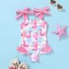 imageYOUNGER TREE Toddler Swimsuit Girl Color Block Stripe OnePiece Swimwear Baby Girl Bathing SuitsLeaves  Flamingos