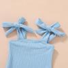 imageYOUNGER TREE Toddler Swimsuit Girl Color Block Stripe OnePiece Swimwear Baby Girl Bathing SuitsLight Blue Wrinkle Fabric