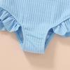 imageYOUNGER TREE Toddler Swimsuit Girl Color Block Stripe OnePiece Swimwear Baby Girl Bathing SuitsLight Blue Wrinkle Fabric