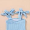 imageYOUNGER TREE Toddler Swimsuit Girl Color Block Stripe OnePiece Swimwear Baby Girl Bathing SuitsLight Blue Wrinkle Fabric