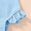 imageYOUNGER TREE Toddler Swimsuit Girl Color Block Stripe OnePiece Swimwear Baby Girl Bathing SuitsLight Blue Wrinkle Fabric